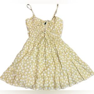 ✨Cotton Candy Yellow/White Floral LA Body Con Mini Dress w/Pockets Size Small